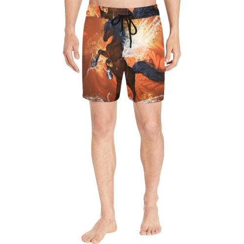 Horse with water wngs Men's Mid-Length Swim Shorts (Model L39)