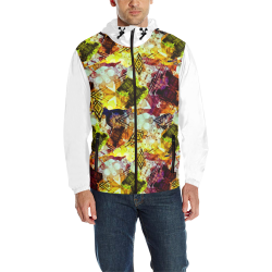 Graffiti Style - Markings on Watercolors (Vest Style) White All Over Print Quilted Windbreaker for Men (Model H35)