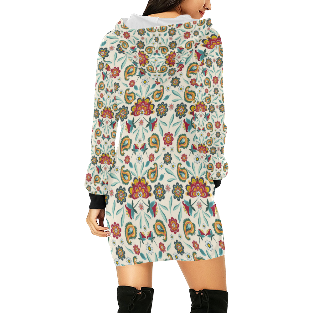 Loveley Batik Flowers All Over Print Hoodie Mini Dress (Model H27)