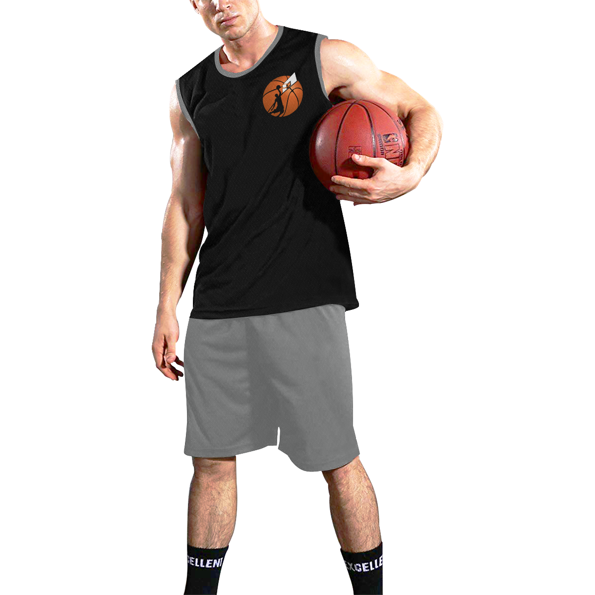 Slam Dunk Basketball Player Black and Gray All Over Print Basketball Uniform
