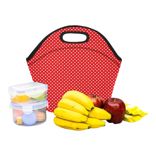 Red polka dots Neoprene Lunch Bag/Small (Model 1669)