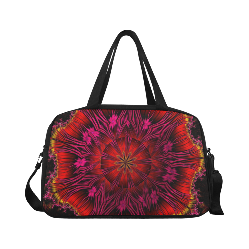 Sunset Solar Flares Fractal Mandala Abstract Fitness Handbag (Model 1671)