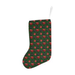 Las Vegas Black and Red Casino Poker Card Shapes on Green Christmas Stocking (Without Folded Top)