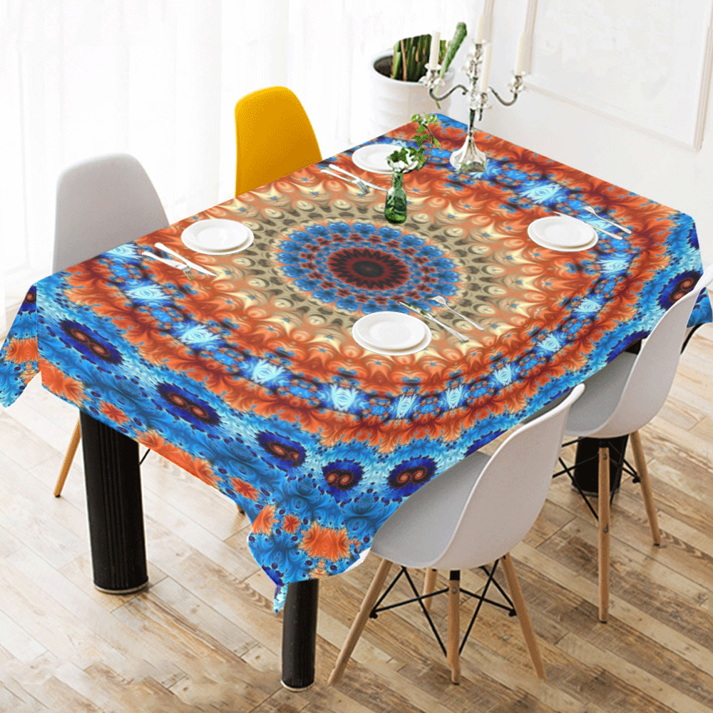 Kaleidoscope Cotton Linen Tablecloth 52"x 70"