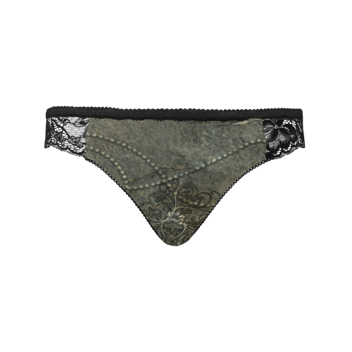 Floral design in stone optic Women's Lace Panty (Model L41)