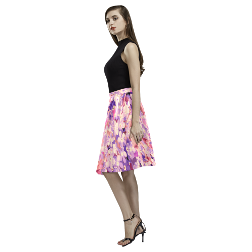 flower pattern Melete Pleated Midi Skirt (Model D15)