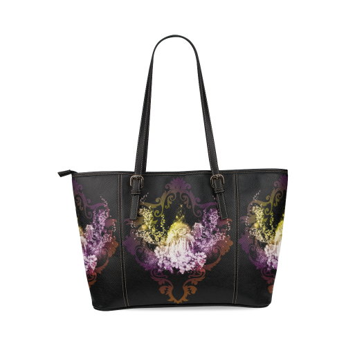 Colorful owls Leather Tote Bag/Large (Model 1640)