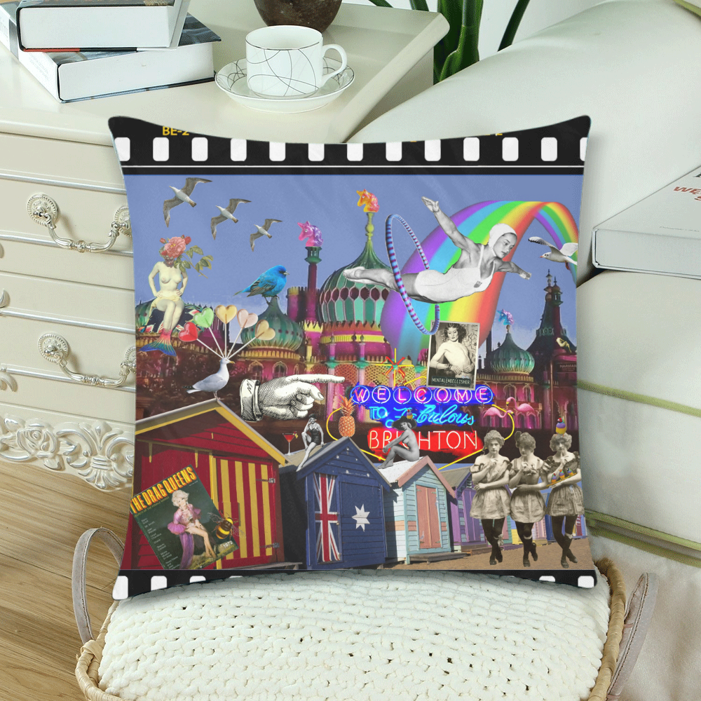 Fabulous Brighton Custom Zippered Pillow Cases 18"x 18" (Twin Sides) (Set of 2)