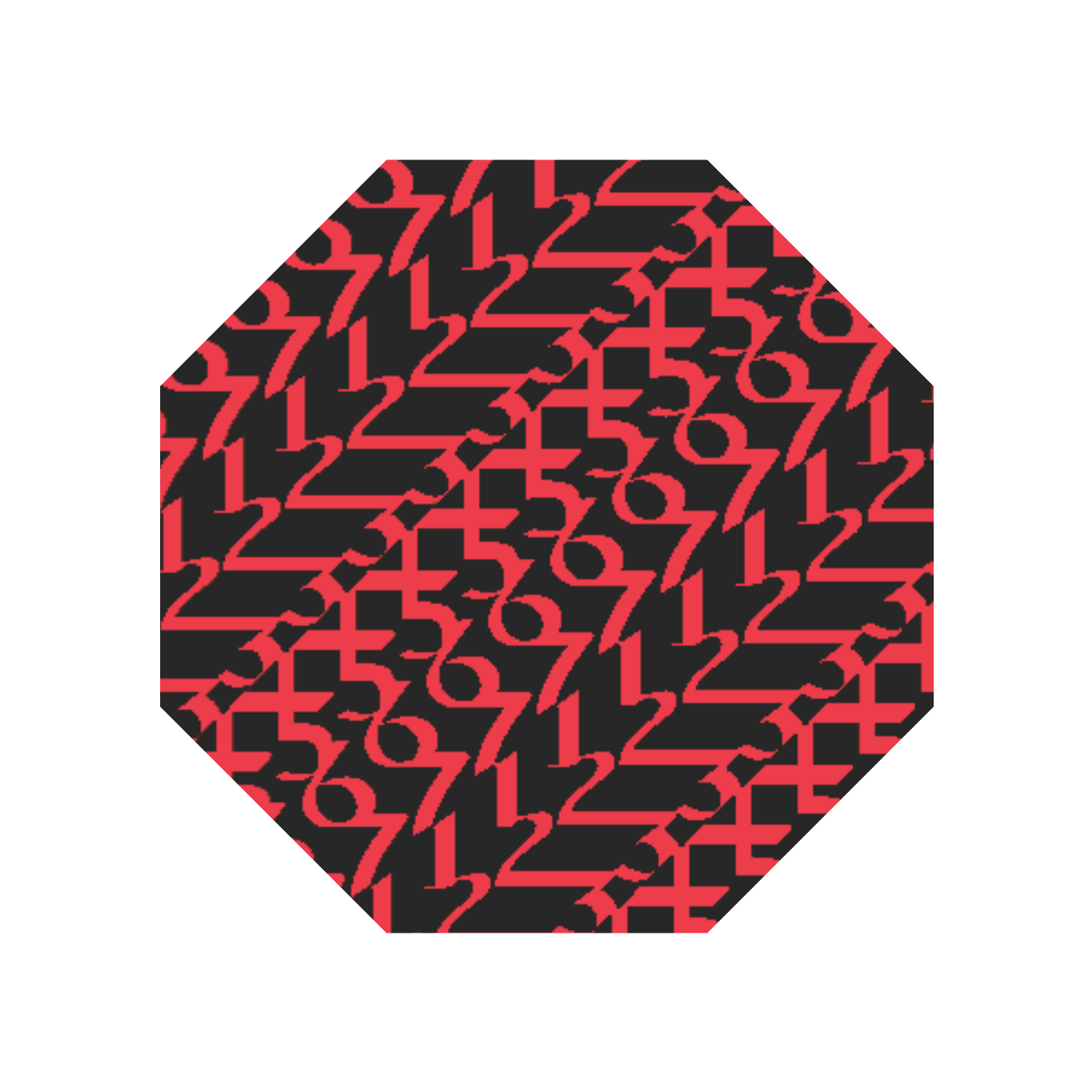 NUMBERS Collection 1234567 Reverse Red/Black Anti-UV Auto-Foldable Umbrella (Underside Printing) (U06)