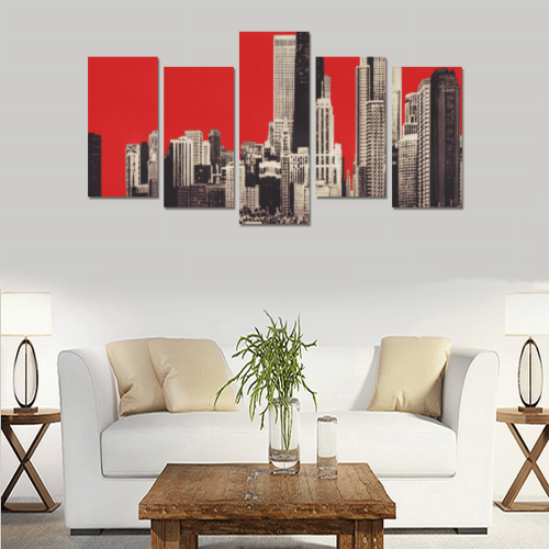 Chicago Skyline Canvas Print Sets E (No Frame)