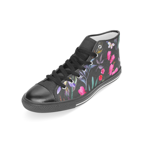 multi floral Women's Classic High Top Canvas Shoes (Model 017)