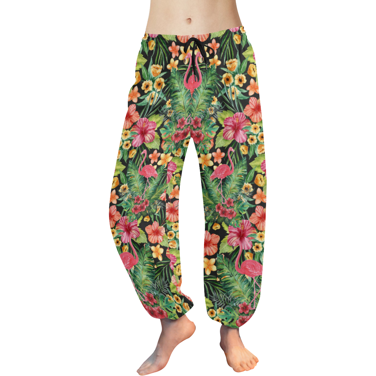 Tropical Flamingo Flowers Women's All Over Print Harem Pants (Model L18)