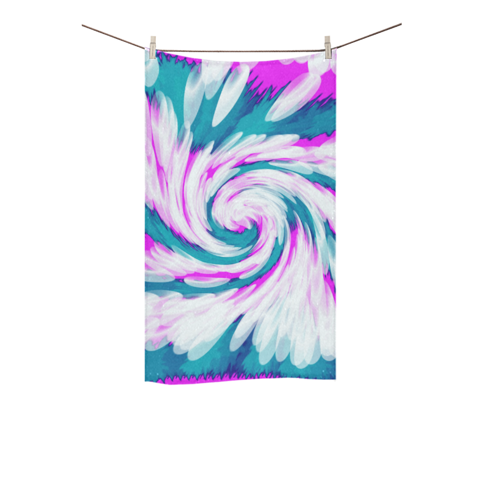 Turquoise Pink Tie Dye Swirl Abstract Custom Towel 16"x28"
