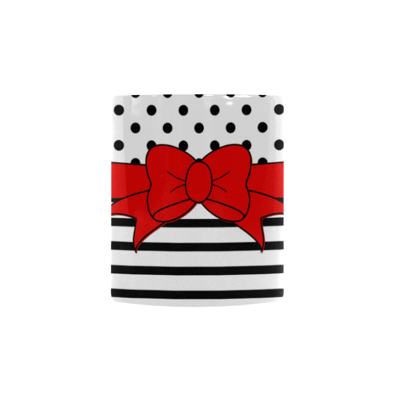 Polka Dots Stripes black white Comic Ribbon red Custom Morphing Mug (11oz)