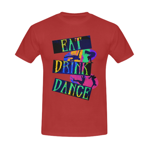 Break Dancing Colorful on Red Men's Slim Fit T-shirt (Model T13)