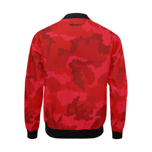 NUMBERS Collection Camo Ready Red All Over Print Bomber Jacket for Men (Model H19)