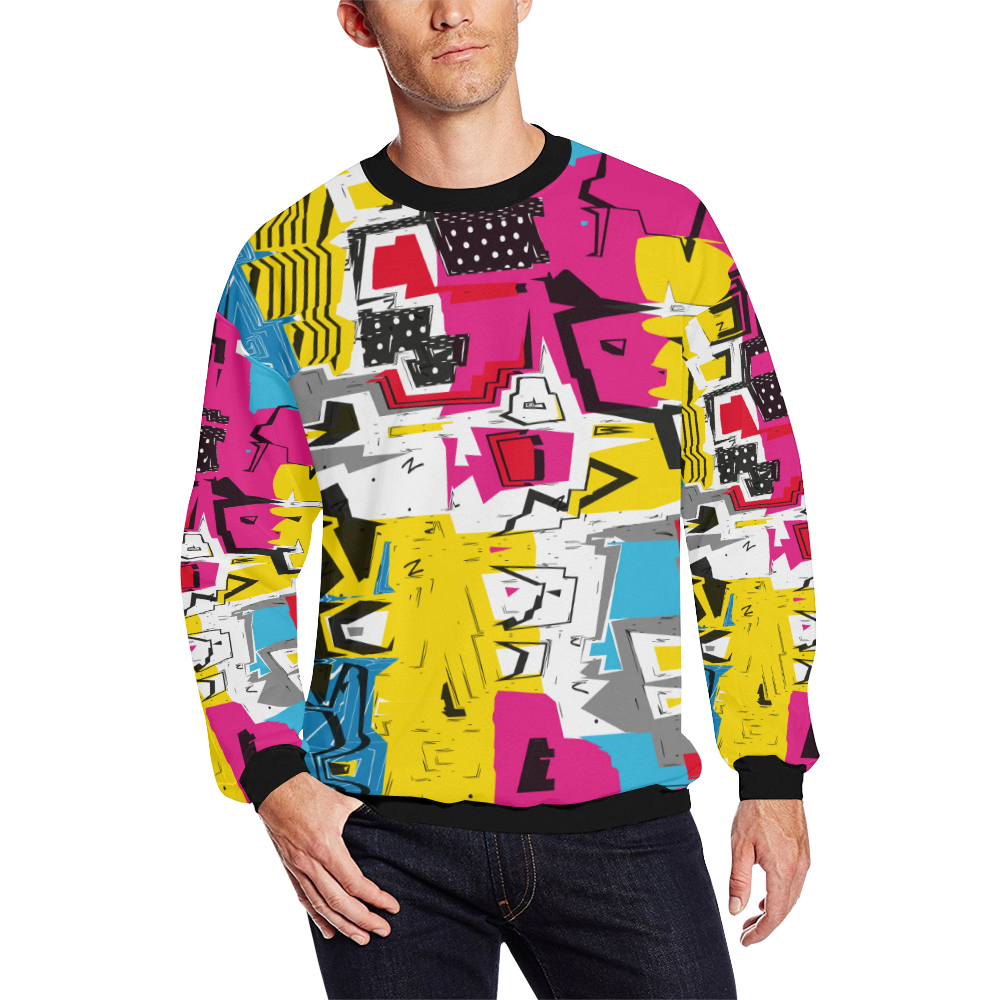 Distorted shapes All Over Print Crewneck Sweatshirt for Men (Model H18)