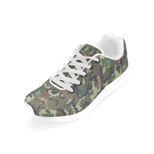 Woodland Forest Green Camouflage Women's Running Shoes/Large Size (Model 020)