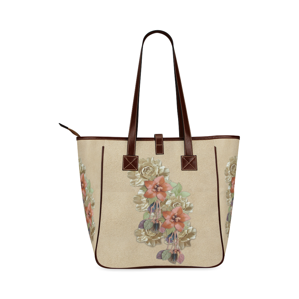 leather flower art Classic Tote Bag (Model 1644)