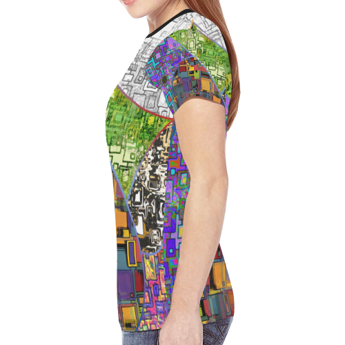 Abstract Rectangles Pattern Wallpaper 1 New All Over Print T-shirt for Women (Model T45)