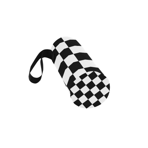Black White Checkers Neoprene Water Bottle Pouch/Small