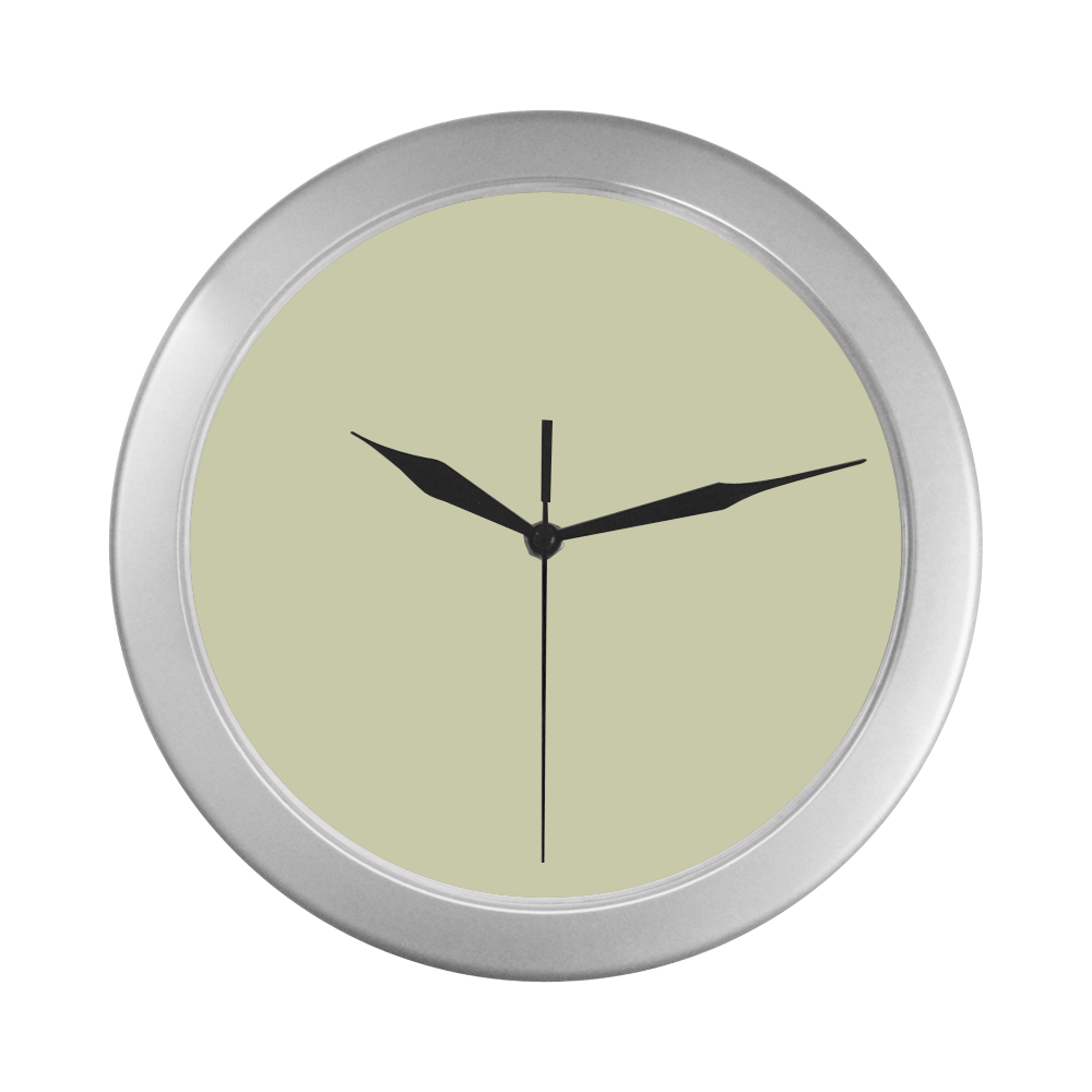 color light goldenrod yellow Silver Color Wall Clock
