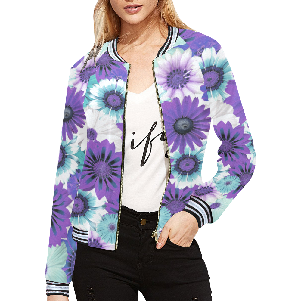 Spring Time Flowers 6 All Over Print Bomber Jacket for Women (Model H21)