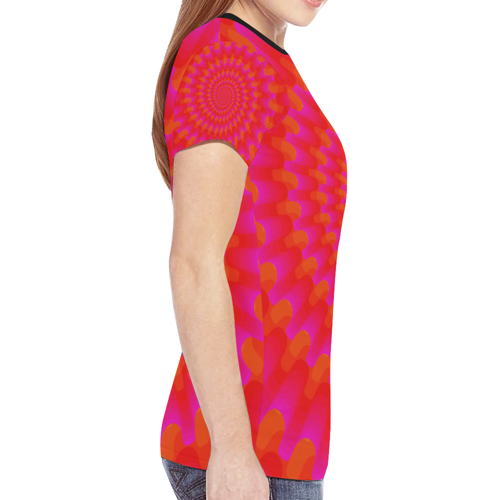 Pink red vortex New All Over Print T-shirt for Women (Model T45)