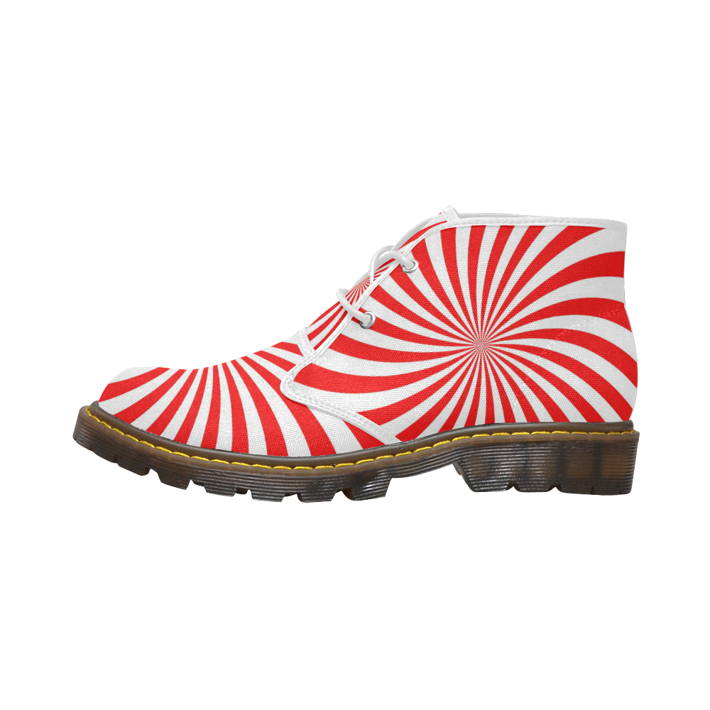 PEPPERMINT TUESDAY SWIRL Women's Canvas Chukka Boots/Large Size (Model 2402-1)