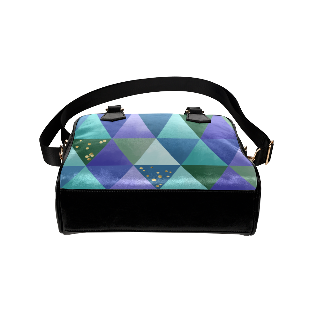 Triangle Pattern - Blue Violet Teal Green Shoulder Handbag (Model 1634)
