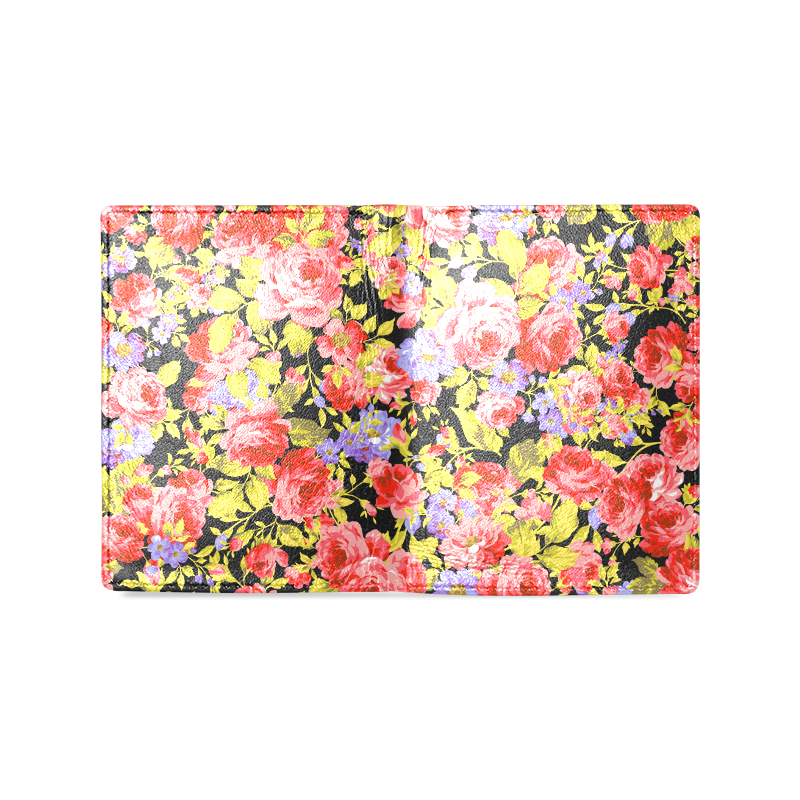 Colorful Flower Pattern 02 Men's Leather Wallet (Model 1612)