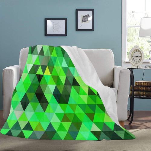 Mosaic Triangles Green Ultra-Soft Micro Fleece Blanket 70''x80''