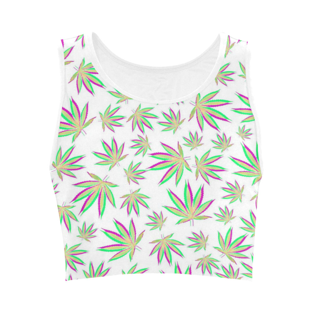 420 Weed Print Women's Crop Top (Model T42)