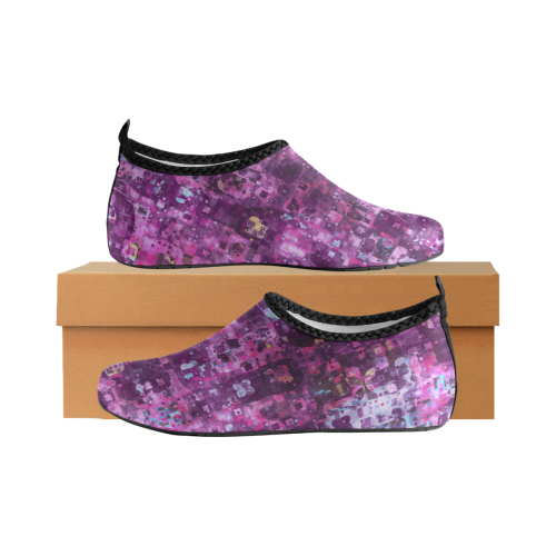 Purple Pink Floral Grunge Women's Slip-On Water Shoes (Model 056)