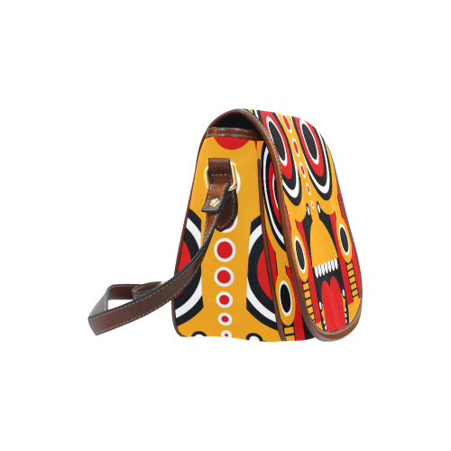 Red Yellow Tiki Tribal Saddle Bag/Large (Model 1649)