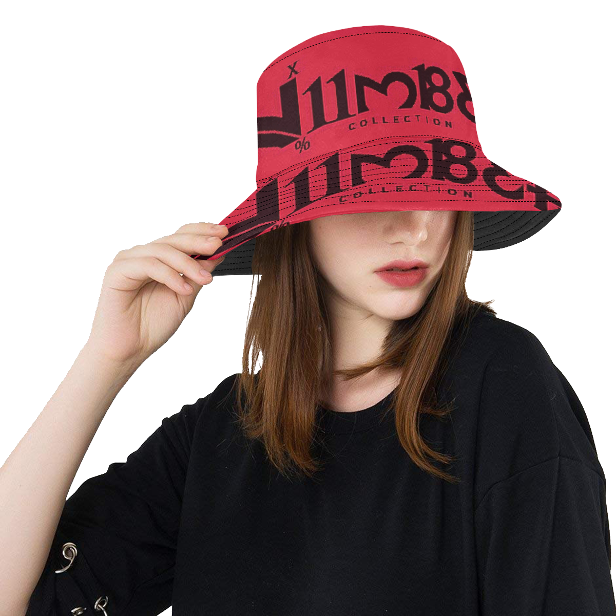 NUMBERS Collection LOGO Cherry Red All Over Print Bucket Hat