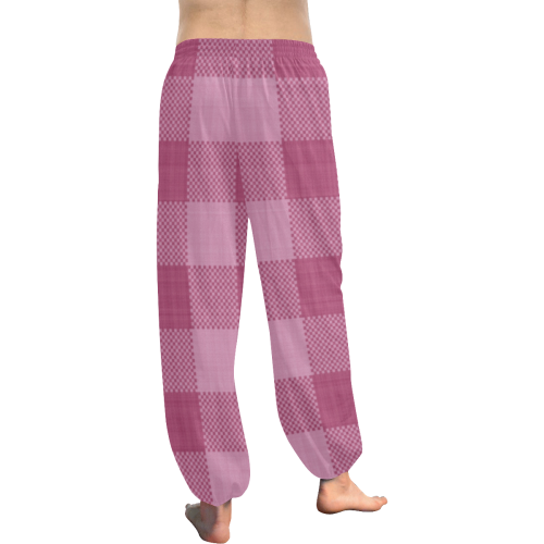 Rose Pink Plaid Women's All Over Print Harem Pants (Model L18)