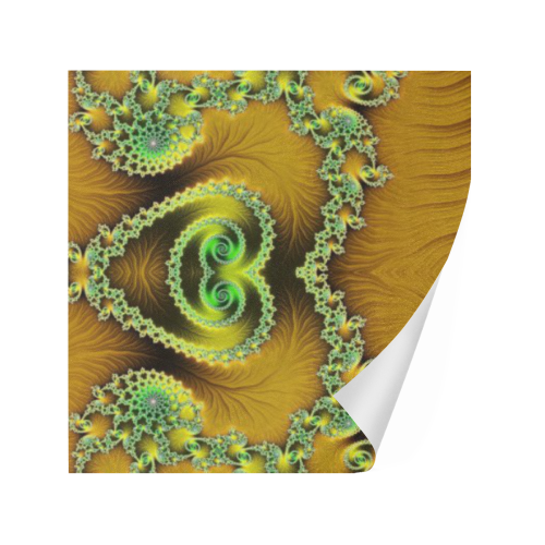 Gold and Green  Hearts  Lace Fractal Abstract Gift Wrapping Paper 58"x 23" (1 Roll)