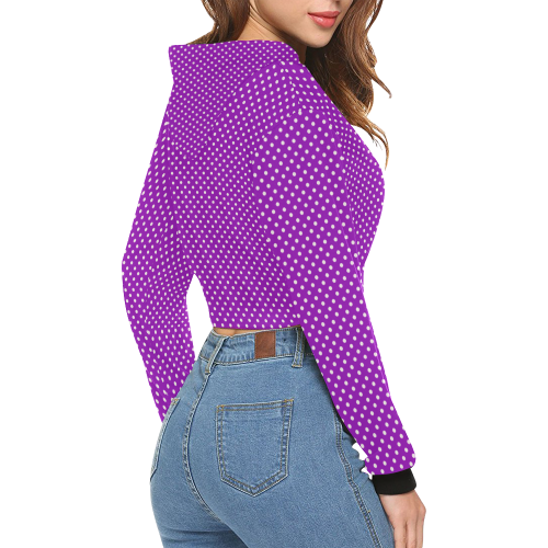 Lavander polka dots All Over Print Crop Hoodie for Women (Model H22)