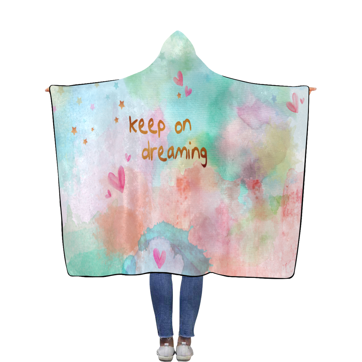 KEEP ON DREAMING - pastel Flannel Hooded Blanket 56''x80''