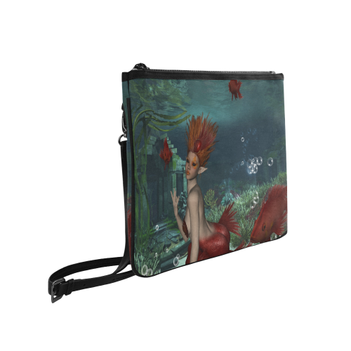 Beautiful mermaid and fantasy fish Slim Clutch Bag (Model 1668)