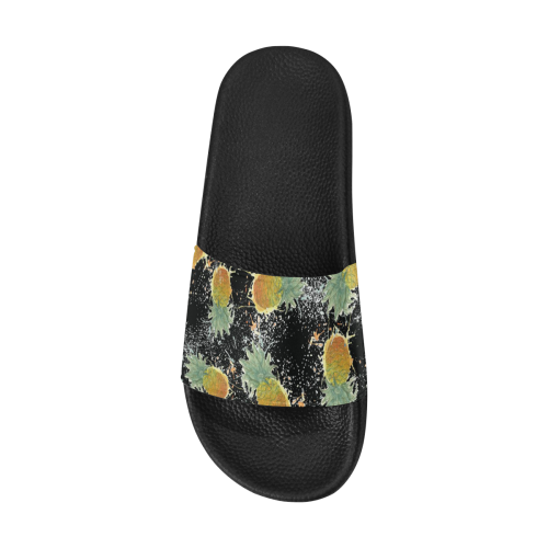 slides black pineapple Women's Slide Sandals (Model 057)