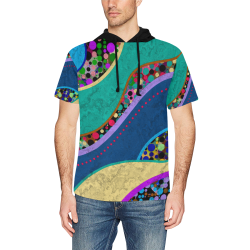 Abstract Pattern Mix - Dots And Colors 1 All Over Print Short Sleeve Hoodie for Men (Model H32)