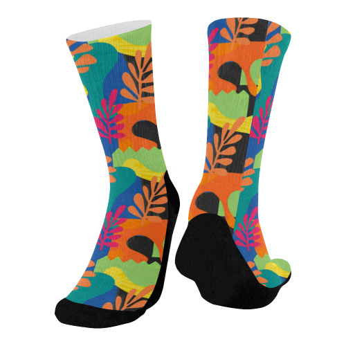 Abstract Nature Pattern Mid-Calf Socks (Black Sole)