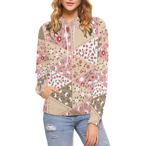 geometric flowers pattern All Over Print Hoodie for Women (USA Size) (Model H13)