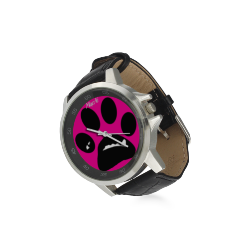 BooBooFace by MacAi in pink Unisex Stainless Steel Leather Strap Watch(Model 202)