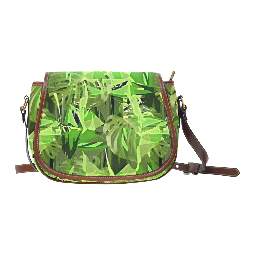 Tropical Jungle Leaves Camouflage Saddle Bag/Large (Model 1649)
