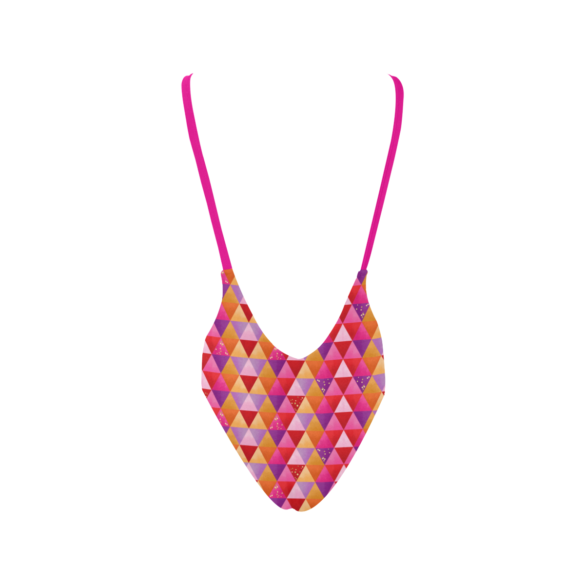 Triangle Pattern - Red Purple Pink Orange Yellow Sexy Low Back One-Piece Swimsuit (Model S09)