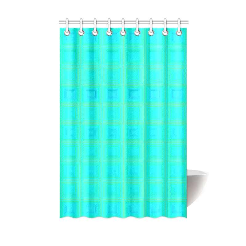 Baby blue yellow multicolored multiple squares Shower Curtain 48"x72"