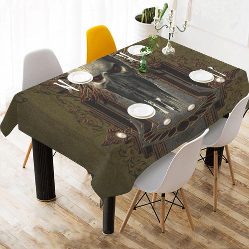Awesome dark skull Cotton Linen Tablecloth 60"x 84"